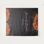 オレンジ色の花エレガントな結婚背景 タペストリー (正面(横))