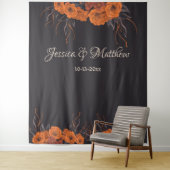 オレンジ色の花エレガントな結婚背景 タペストリー (インサイチュ)
