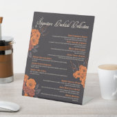 オレンジ色の花エレガントカクテルメニュー 台座サイン (インサイチュ)