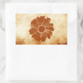 オレンジ色の花オン温暖なヴィンテージ紙 長方形シール (バッグ)