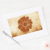 オレンジ色の花オン温暖なヴィンテージ紙 長方形シール (封筒)