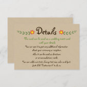 オレンジ色の花クラフト結婚の詳細挿入カード エンクロージャーカード (正面/裏面)