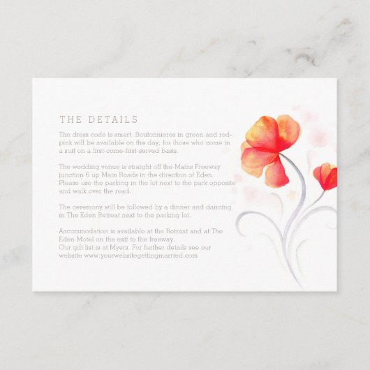 オレンジ色の花グレーの渦巻き水は詳細に色を付ける エンクロージャーカード (正面)