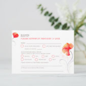 オレンジ色の花グレー渦巻き水色RSVP 出欠カード (スタンド正面)