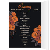 オレンジ色の花ゴシックスカルエレガントなウェディングプログラム (内側 (左))