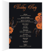 オレンジ色の花ゴシックスカルエレガントなウェディングプログラム (内側 (右))