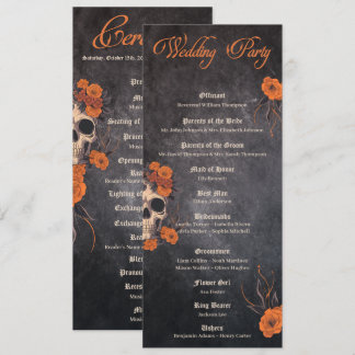 オレンジ色の花ゴシックミニマル結婚式 プログラム