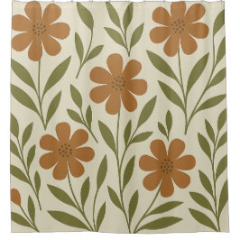 オレンジ色の花シャワーカーテン シャワーカーテン