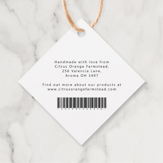 オレンジ色の花スケッチろうそく成分バーコード フェイバータグ (裏面)