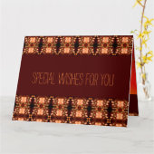 オレンジ色の花パターン（の模様が）ある咲き カード (黄色い花)