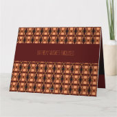 オレンジ色の花パターン（の模様が）ある咲き カード (裏面)