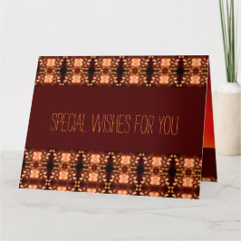 オレンジ色の花パターン（の模様が）ある咲き カード