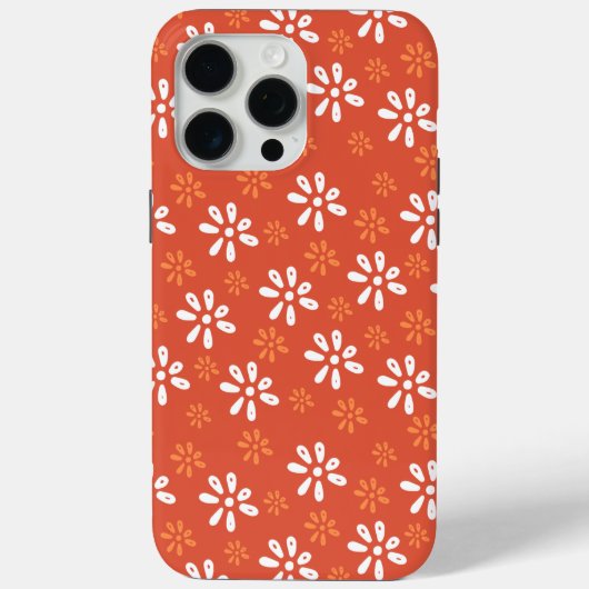 オレンジ色の花パターンiPhone 15 Pro Maxケース Case-Mate iPhoneケース (裏面)