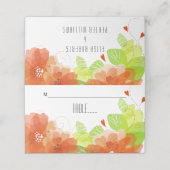オレンジ色の花フローラ結婚のエスコートカード プレイスカード (外部開封)