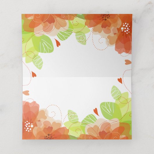 オレンジ色の花フローラ結婚のエスコートカード プレイスカード (内部開封)