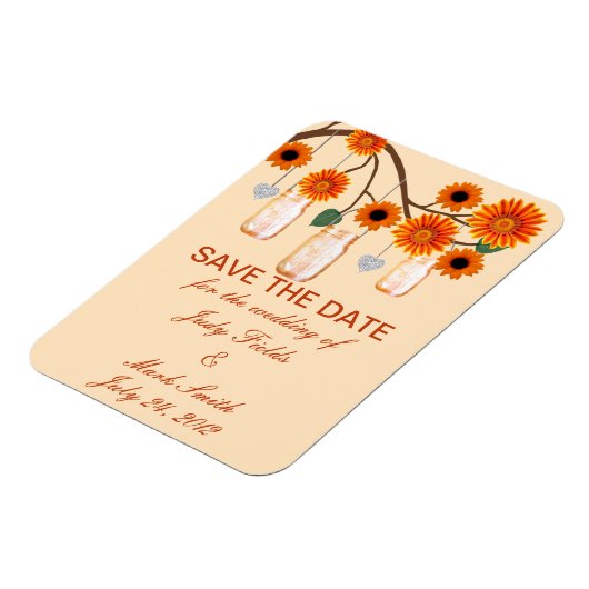 オレンジ色の花メイスンジャーズ日付磁石を保存 マグネット (左側)