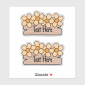 オレンジ色の花ラベル シール (シート)