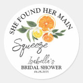 オレンジ色の花嫁のメインスクイーズ ブライズシャワー ラウンドシール (正面)