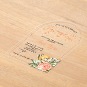 オレンジ色の花嫁のメインスクイーズ ブライダルシャワー アクリル招待状 (レイダウン)