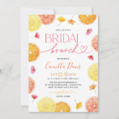 オレンジ色の花嫁の朝食 レモン ブライト 花嫁のシャワー 招待状 (正面)