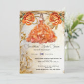 オレンジ色の花嫁はフローラのボールゴウン牡丹の花になる 招待状 (スタンド正面)