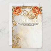 オレンジ色の花嫁はフローラのボールゴウン牡丹の花になる 招待状 (裏面)