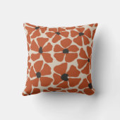 オレンジ色の花手描き模様 クッション (裏面)