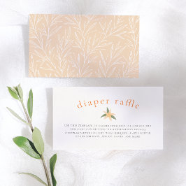 オレンジ色の花春赤ちゃんシャワーおむつラッフル エンクロージャーカード