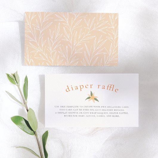 オレンジ色の花春赤ちゃんシャワーおむつラッフル エンクロージャーカード