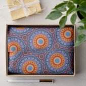 オレンジ色の花柄の円形 薄葉紙 (ギフト)