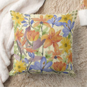 オレンジ色の花柄 クッション (ブランケット)