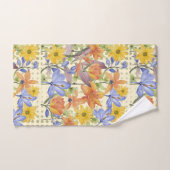 オレンジ色の花柄 バスタオルセット (ハンドタオル)