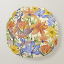 オレンジ色の花柄