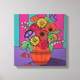 オレンジ色の花瓶ストレッチキャンバス印刷 キャンバスプリント