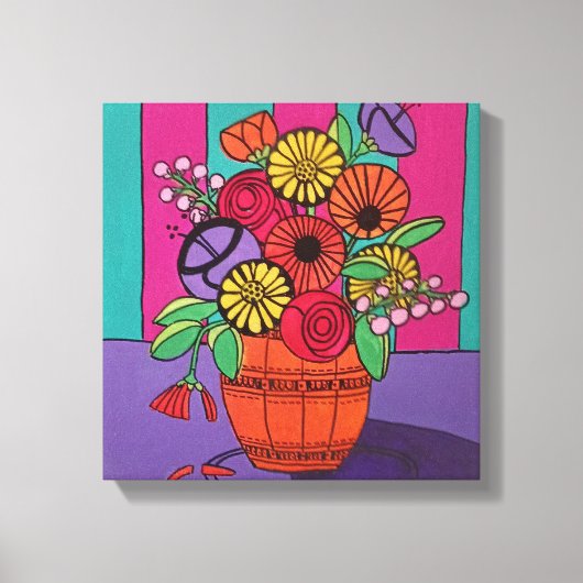 オレンジ色の花瓶ストレッチキャンバス印刷 キャンバスプリント (正面)