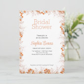 オレンジ色の花縁ど白ブライダルシャワー 招待状 (スタンド正面)