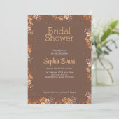 オレンジ色の花縁ど茶ブライダルシャワー 招待状 (スタンド正面)
