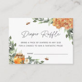 オレンジ色の花蜜ミツバチ赤ちゃんシャワーおむつラッフル エンクロージャーカード (正面)