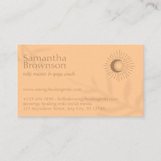 オレンジ色の花陰エネルギー癒し太陽 名刺 (裏面)