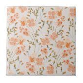 オレンジ色の花2セラミックタイル タイル (正面)