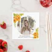 オレンジ色の花2022年クラス卒業写真 スタンダードカクテルナプキン (インサイチュ)