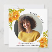 オレンジ色の花2025年クラス卒業写真 案内状 (正面)