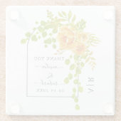 オレンジ色の花、アーチおよびモノグラム秋の結婚式 ガラスコースター (裏面)