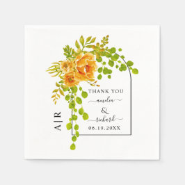 オレンジ色の花、アーチおよびモノグラム秋の結婚式 スタンダードカクテルナプキン
