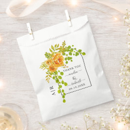 オレンジ色の花、アーチおよびモノグラム秋の結婚式 フェイバーバッグ