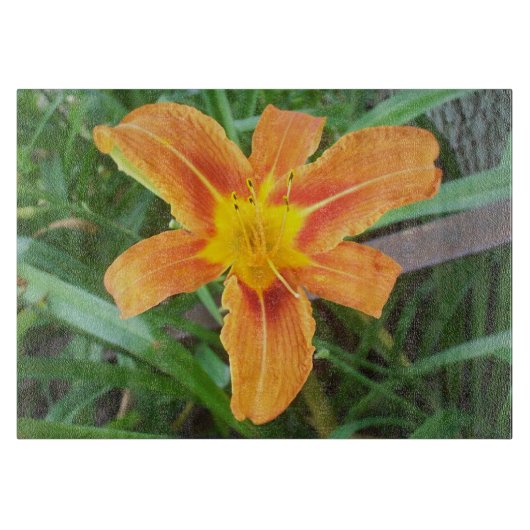 オレンジ色の花 カッティングボード (正面)