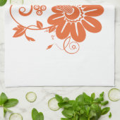 オレンジ色の花 キッチンタオル (折り畳み)