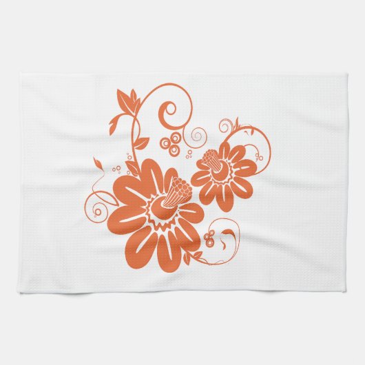 オレンジ色の花 キッチンタオル (横)