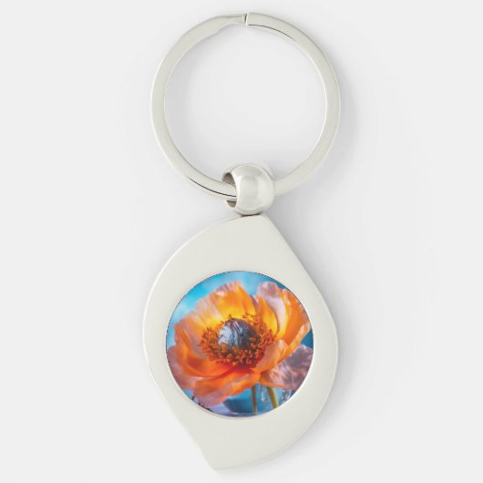 オレンジ色の花 キーホルダー (正面)