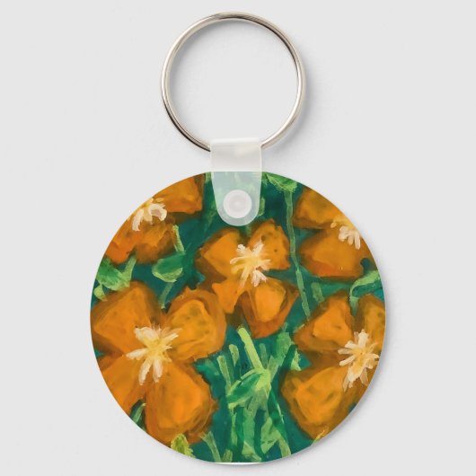 オレンジ色の花 キーホルダー (正面)